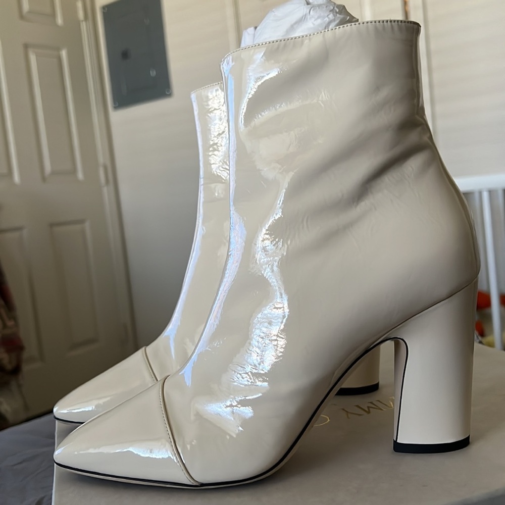 Jimmy Choo Patent leather bootie- (Linen/ Ivory color)
